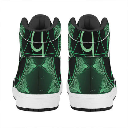 Anahata Chakra Symbol Print High Top Leather Sneakers