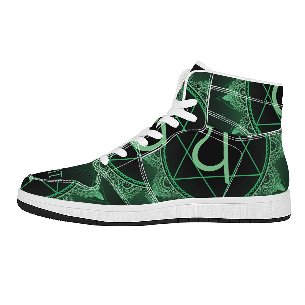 Anahata Chakra Symbol Print High Top Leather Sneakers