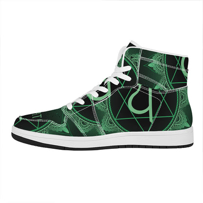 Anahata Chakra Symbol Print High Top Leather Sneakers
