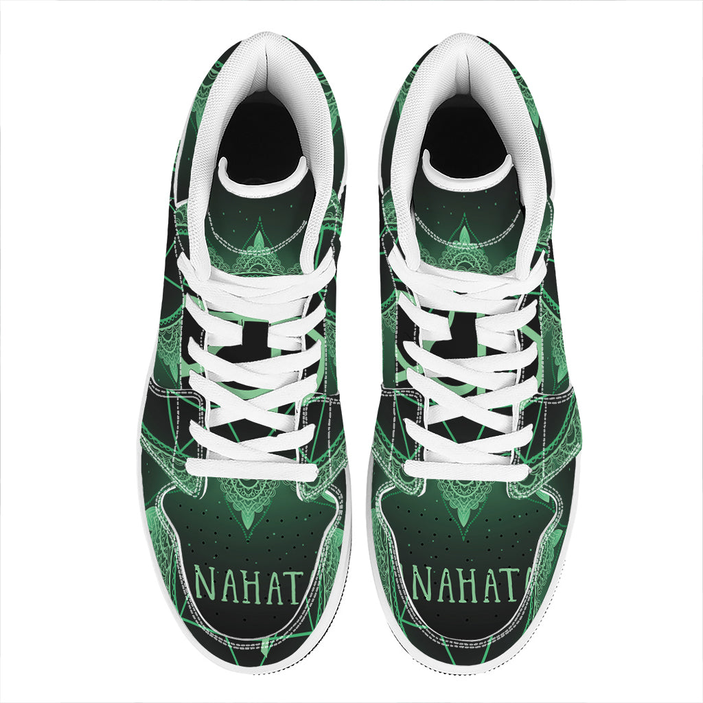 Anahata Chakra Symbol Print High Top Leather Sneakers