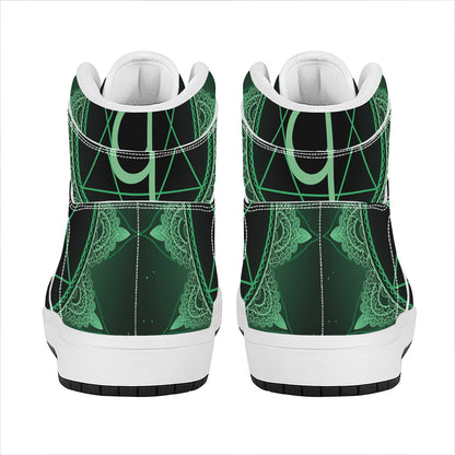 Anahata Chakra Symbol Print High Top Leather Sneakers