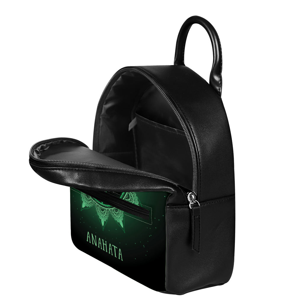Anahata Chakra Symbol Print Leather Backpack