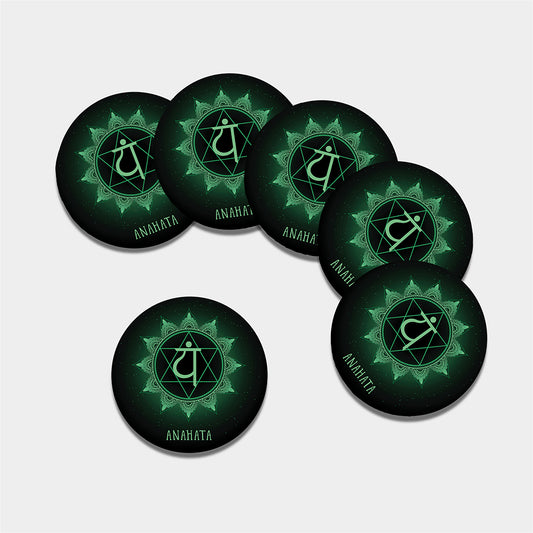 Anahata Chakra Symbol Print Leather Coaster Set