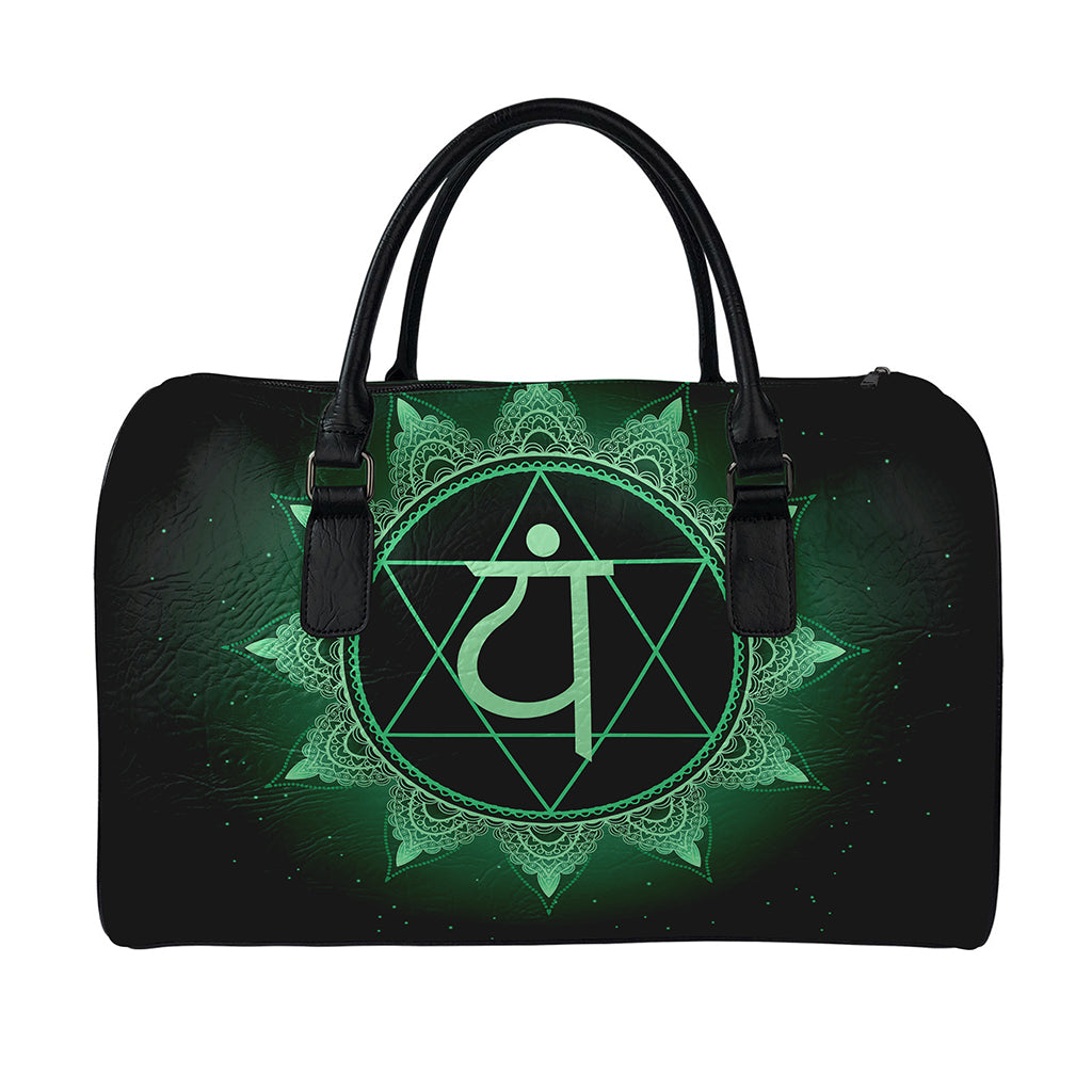 Anahata Chakra Symbol Print Leather Duffle Bag