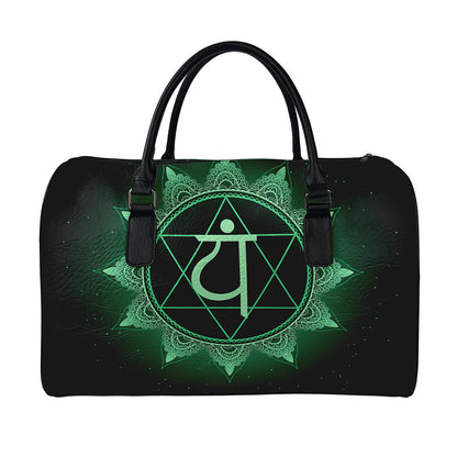 Anahata Chakra Symbol Print Leather Duffle Bag