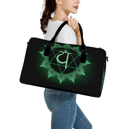 Anahata Chakra Symbol Print Leather Duffle Bag