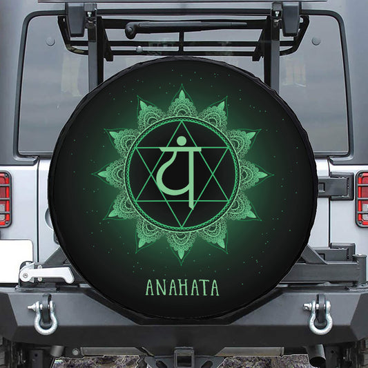 Anahata Chakra Symbol Print Leather Spare Tire Cover