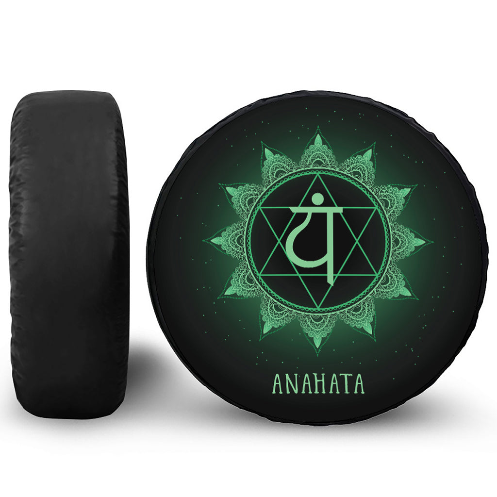 Anahata Chakra Symbol Print Leather Spare Tire Cover
