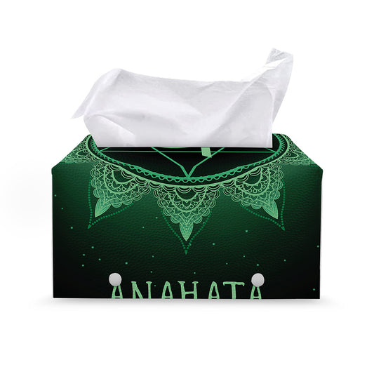 Anahata Chakra Symbol Print Leather Tissue Box Cover