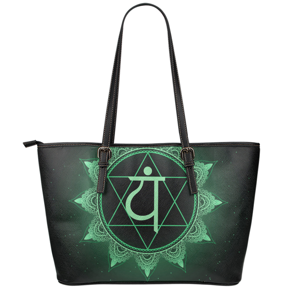 Anahata Chakra Symbol Print Leather Tote Bag