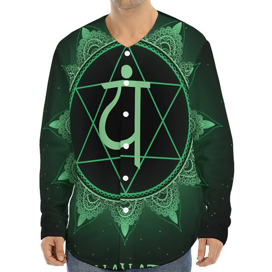 Anahata Chakra Symbol Print Long Sleeve Baseball Jersey