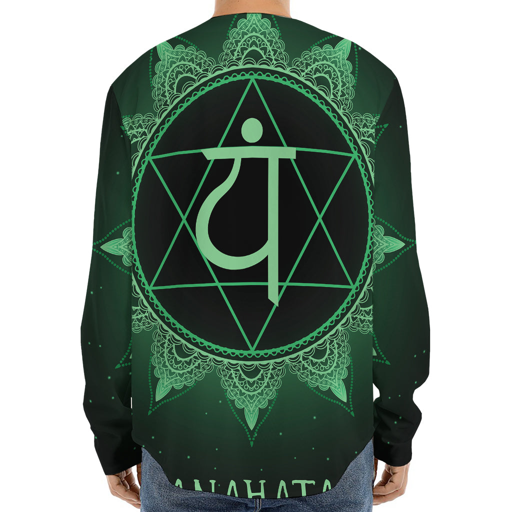 Anahata Chakra Symbol Print Long Sleeve Baseball Jersey