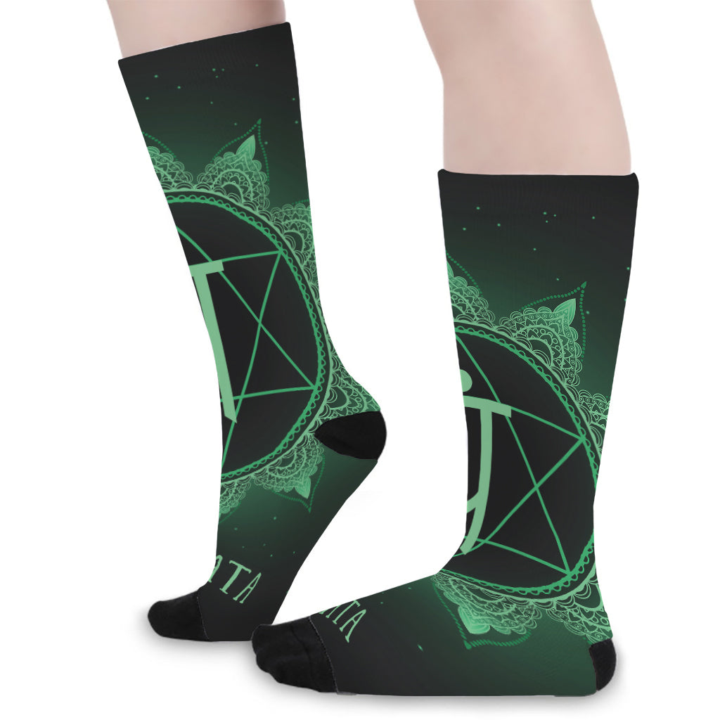 Anahata Chakra Symbol Print Long Socks