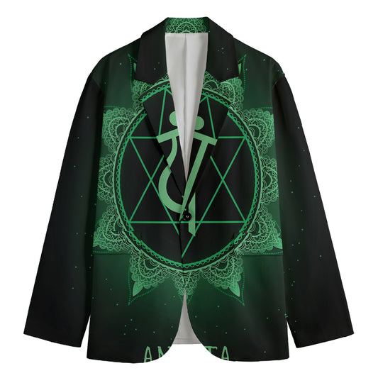 Anahata Chakra Symbol Print Men's Cotton Blazer