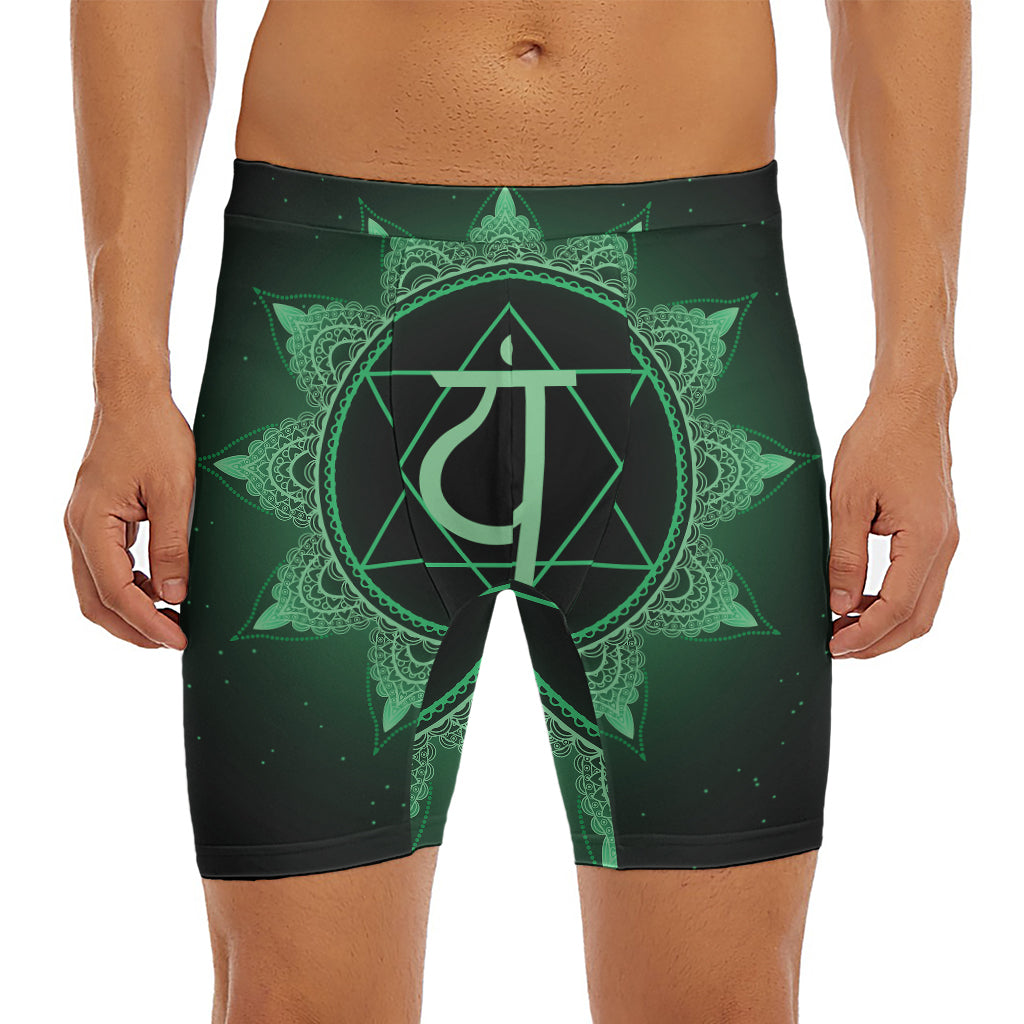 Anahata Chakra Symbol Print Men's Long Boxer Briefs