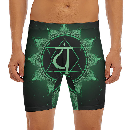 Anahata Chakra Symbol Print Men's Long Boxer Briefs