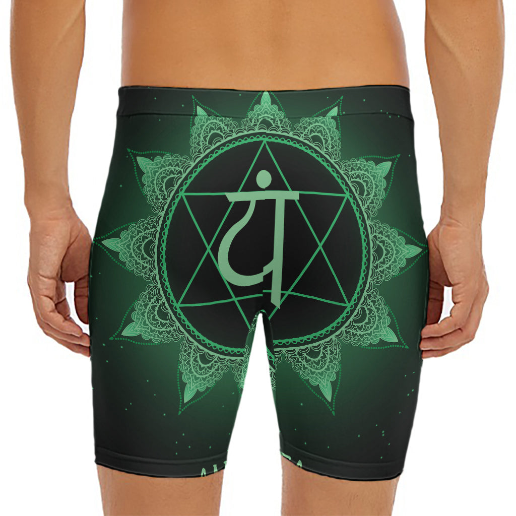 Anahata Chakra Symbol Print Men's Long Boxer Briefs