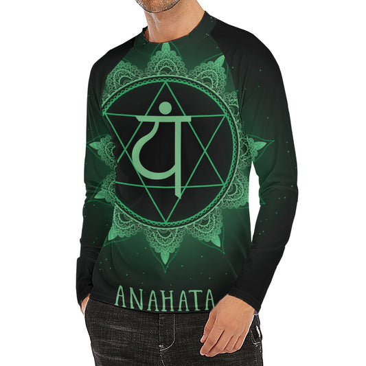 Anahata Chakra Symbol Print Men's Long Sleeve Rash Guard