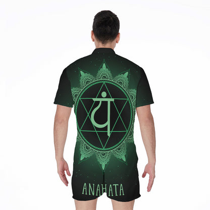 Anahata Chakra Symbol Print Men's Rompers