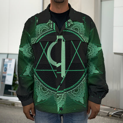 Anahata Chakra Symbol Print Men's Shirt Jacket