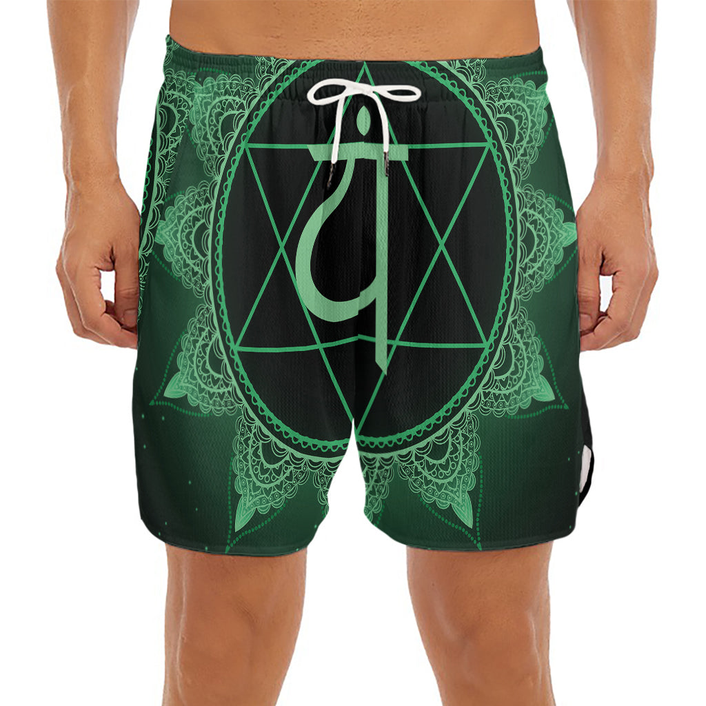 Anahata Chakra Symbol Print Men's Split Running Shorts