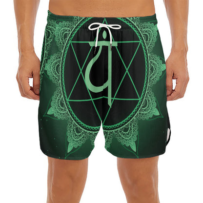 Anahata Chakra Symbol Print Men's Split Running Shorts