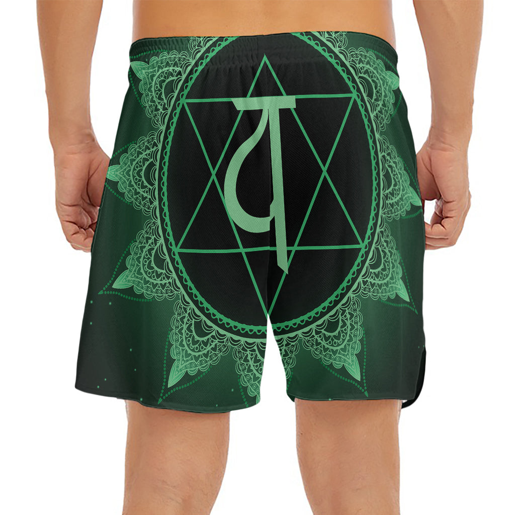 Anahata Chakra Symbol Print Men's Split Running Shorts