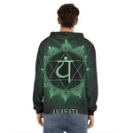 Anahata Chakra Symbol Print Men's Velvet Pullover Hoodie