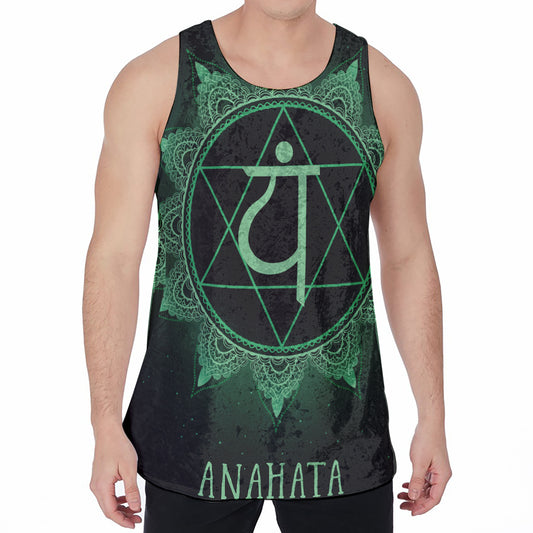 Anahata Chakra Symbol Print Men's Velvet Tank Top