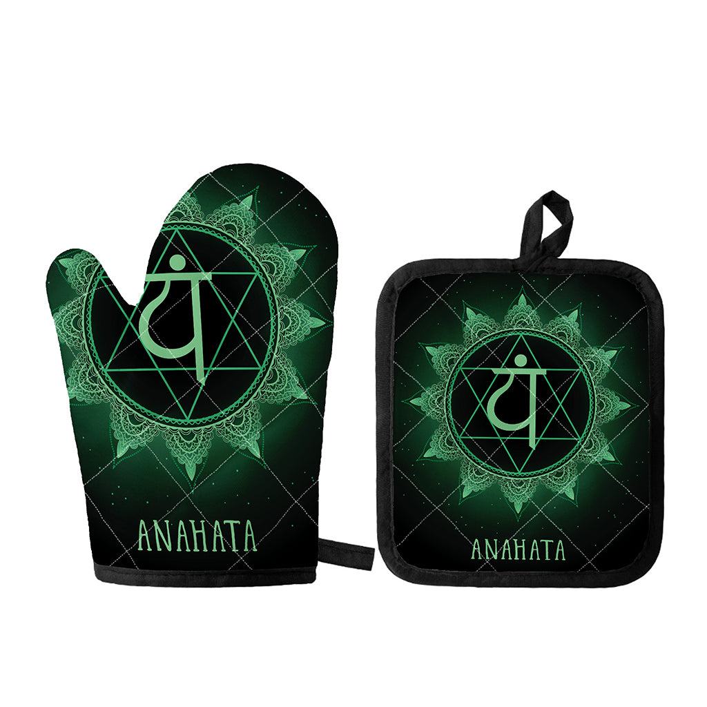 Anahata Chakra Symbol Print Oven Mitt And Pot Holder Set