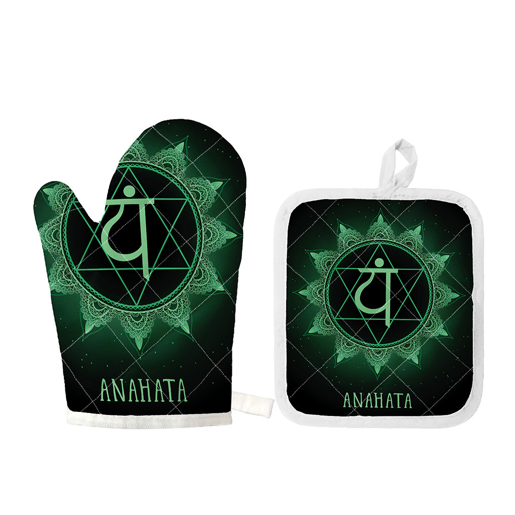 Anahata Chakra Symbol Print Oven Mitt And Pot Holder Set