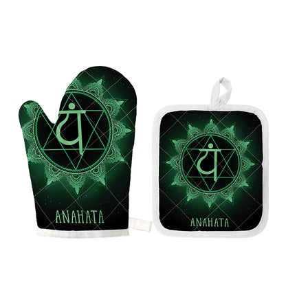 Anahata Chakra Symbol Print Oven Mitt And Pot Holder Set