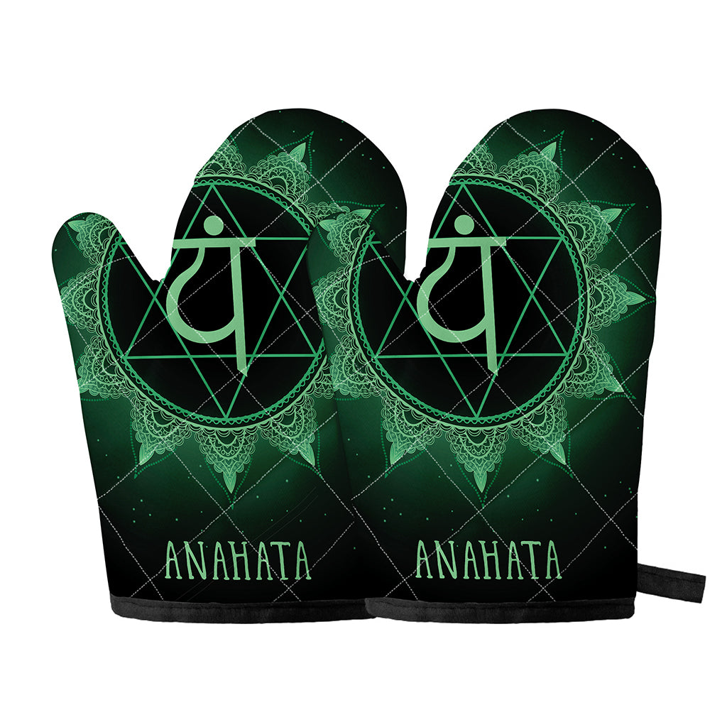 Anahata Chakra Symbol Print Oven Mitts