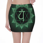 Anahata Chakra Symbol Print Pencil Mini Skirt