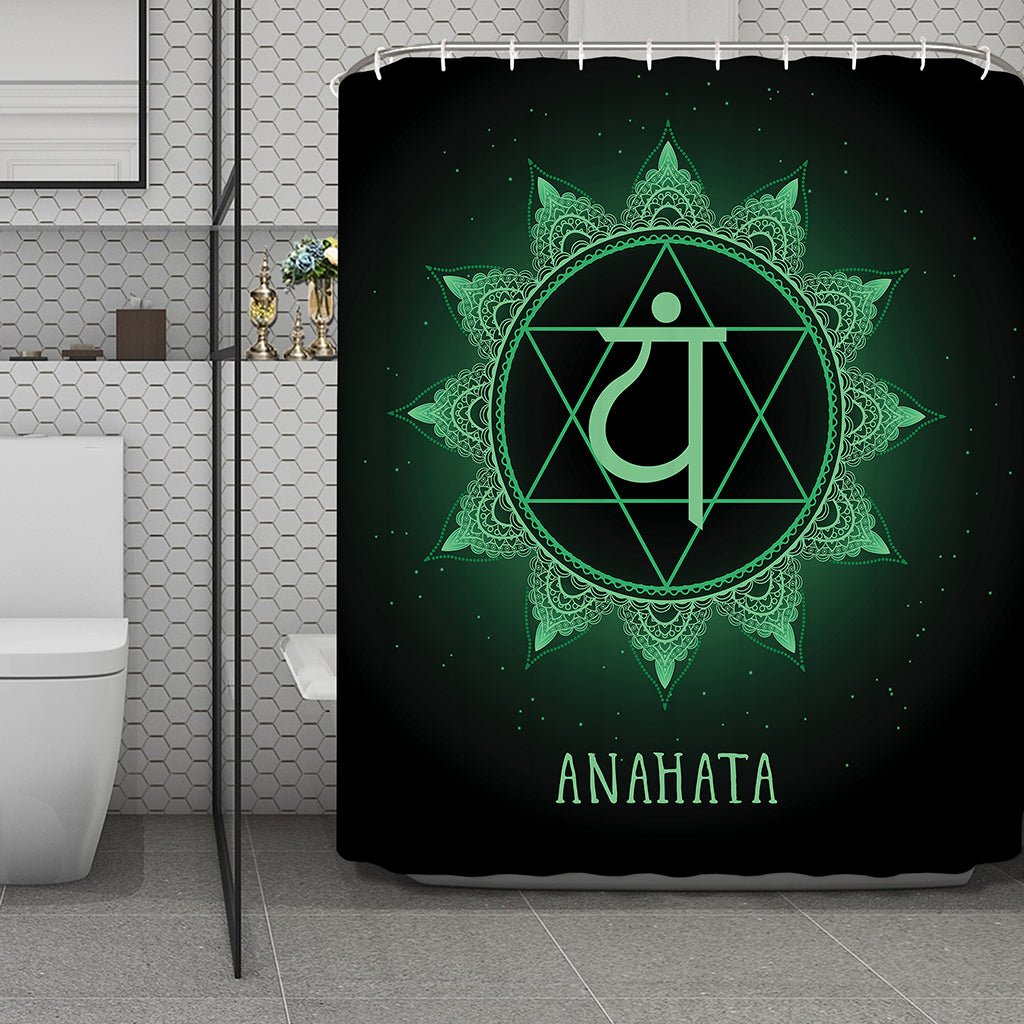 Anahata Chakra Symbol Print Polyester Shower Curtain