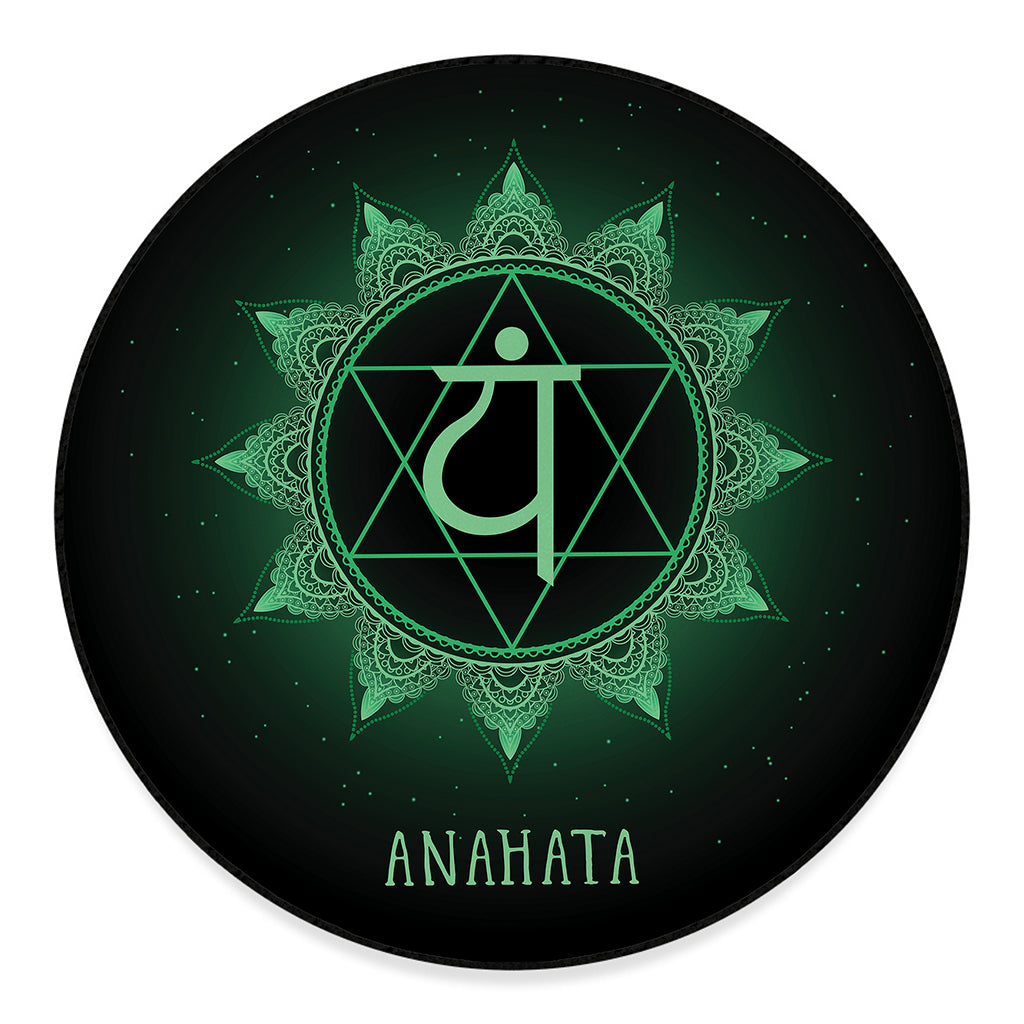 Anahata Chakra Symbol Print Round Floor Mat