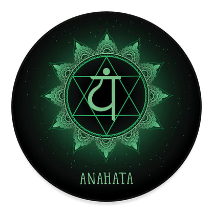 Anahata Chakra Symbol Print Round Floor Mat