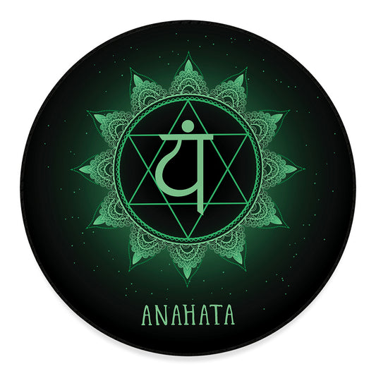 Anahata Chakra Symbol Print Round Floor Mat
