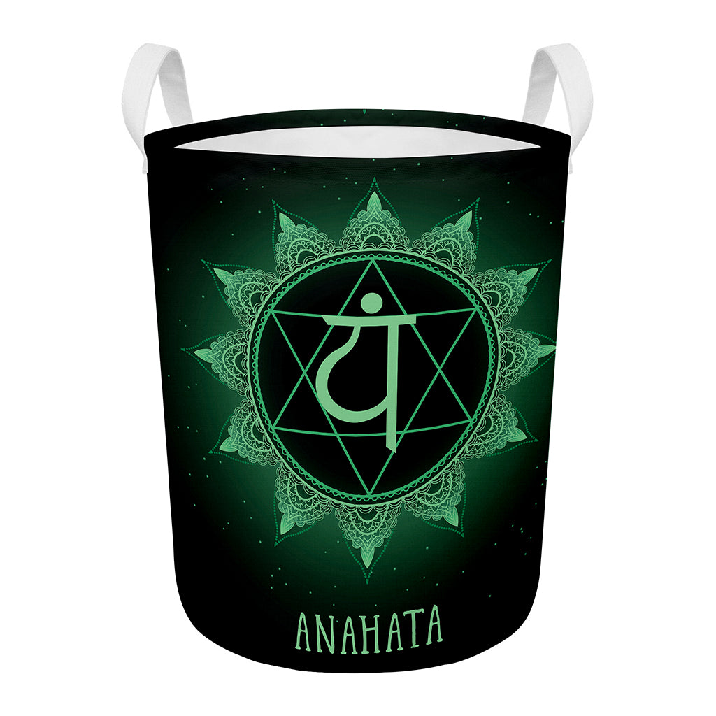 Anahata Chakra Symbol Print Round Laundry Basket