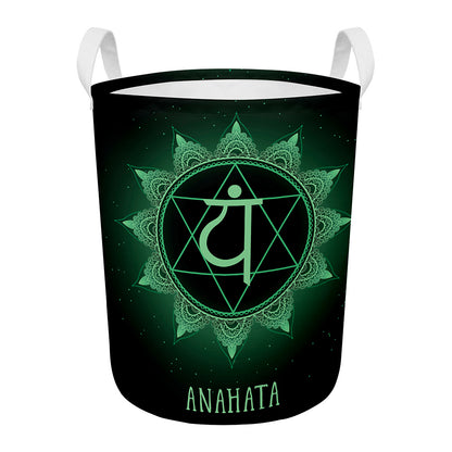 Anahata Chakra Symbol Print Round Laundry Basket