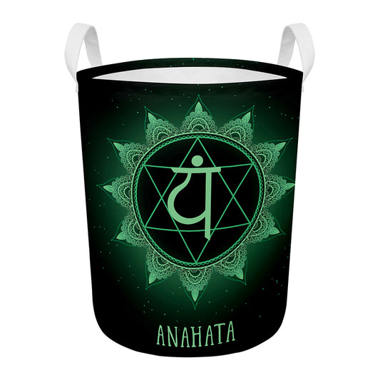 Anahata Chakra Symbol Print Round Laundry Basket