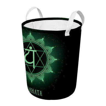 Anahata Chakra Symbol Print Round Laundry Basket