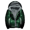 Anahata Chakra Symbol Print Sherpa Lined Zip Up Hoodie