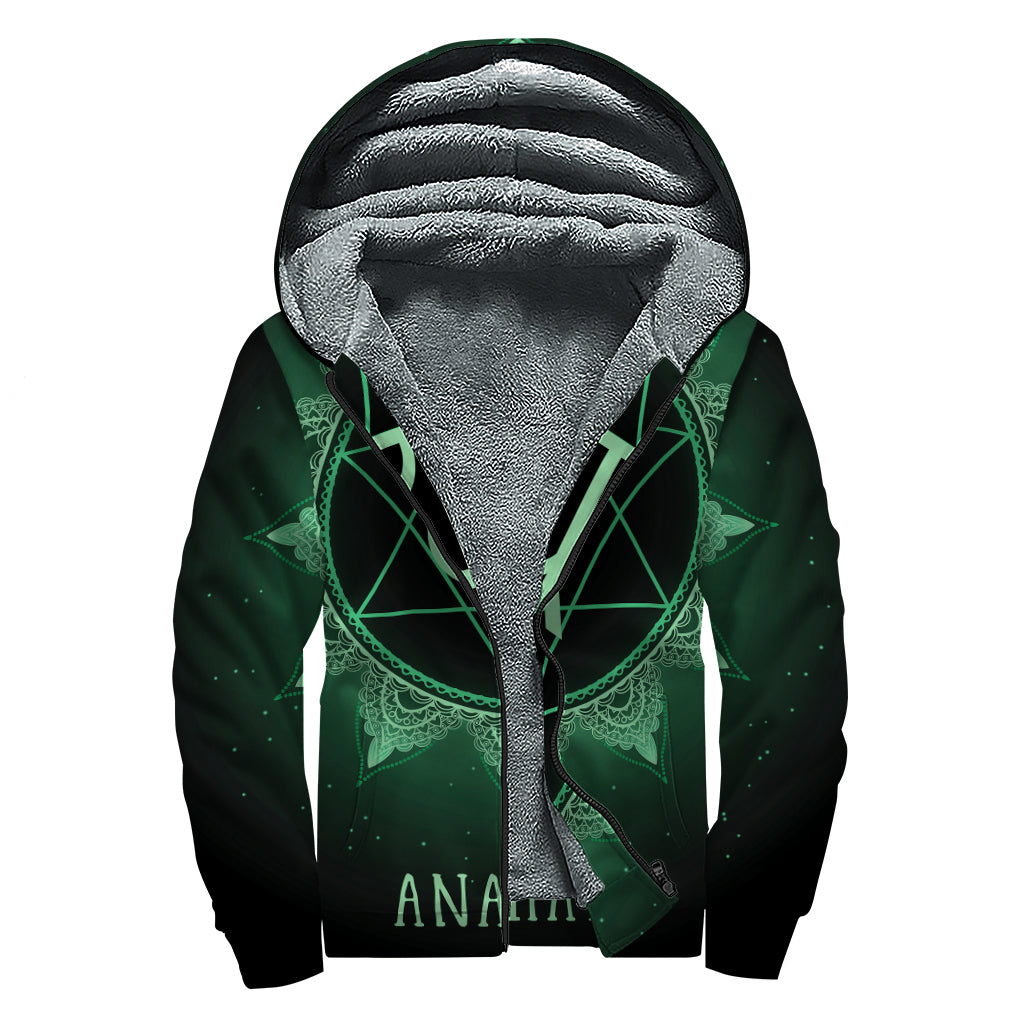 Anahata Chakra Symbol Print Sherpa Lined Zip Up Hoodie