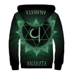 Anahata Chakra Symbol Print Sherpa Lined Zip Up Hoodie