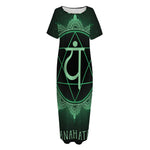 Anahata Chakra Symbol Print Short Sleeve Long Nightdress