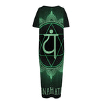 Anahata Chakra Symbol Print Short Sleeve Long Nightdress