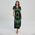 Anahata Chakra Symbol Print Short Sleeve Maxi Dress