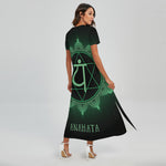Anahata Chakra Symbol Print Short Sleeve Maxi Dress