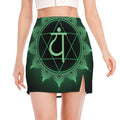 Anahata Chakra Symbol Print Side Slit Mini Skirt